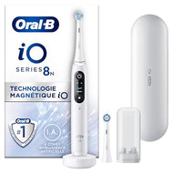 Oral-B iO 8N Elektrische Zahnbürste, weiß, mit Bluetooth, 2 Aufsteckbürsten, 1 Reiseetui, 4-teiliges Set