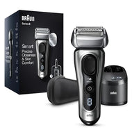 Braun Series 8 Rasierer Herren 8467cc 3+1 Scherkopf, Elektrorasierer & Trimmer, Sonic-Technologie, 40°-Kopf, Konturenanpassung, Reinigungsstation, Wet & Dry, 8467cc, silber