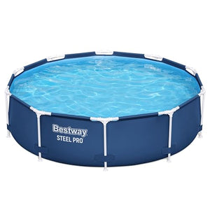 Bestway Steel Pro Frame Pool Set mit Filterpumpe Ø 305 x 76 cm, dunkelblau, rund