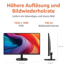 Lade das Bild in den Galerie-Viewer, Amazon Basics Monitor 27 Zoll (68.6 cm), FHD 1080p, max. 100 Hz, VESA-kompatibel, integrierte Lautsprecher, Schwarz
