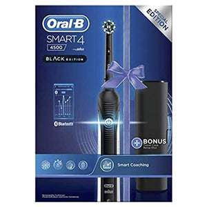 Oral-B Smart 4 4500 CrossAction - Elektrobürste 1 schwarz, 3 Modi: gebleicht, empfindlich, Zahnfleischpflege, 2 Ersatzköpfe, Premium-Reiseetui