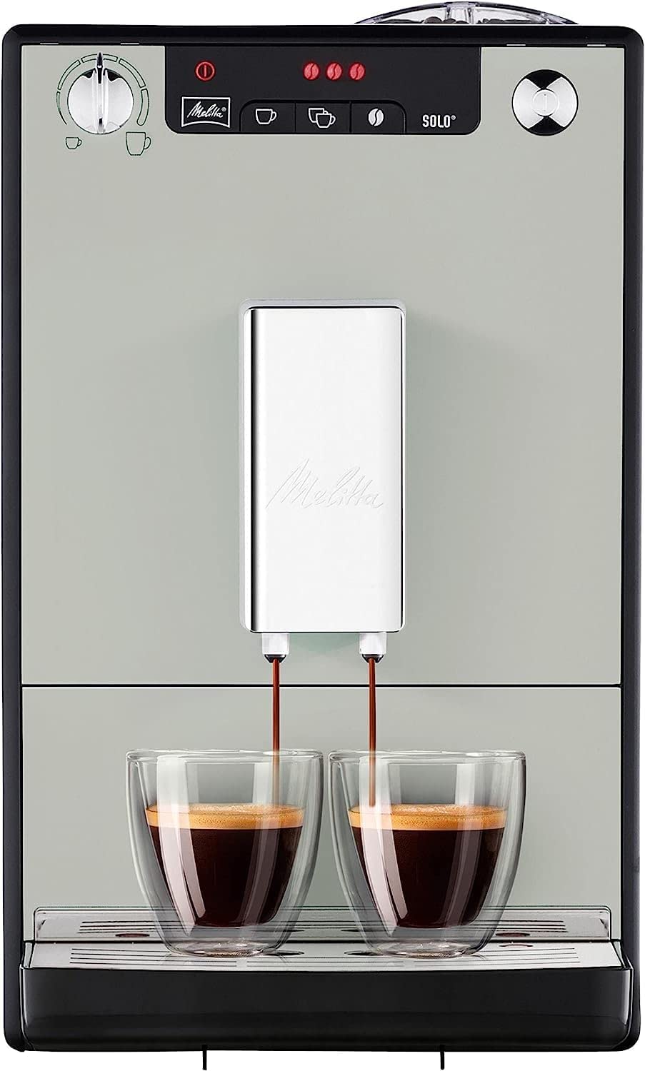 Melitta Solo E950-777, Cafetera Superautomática con Molinillo, 15 Bares, Café en Grano para Espresso, Limpieza Automática, Personalizable, Sandy Grey