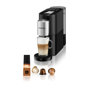 Nespresso Krups Atelier XN8908 Kapselmaschine +7 Kapseln mit Milchaufschäumer, 1 L Wassertank, inkl. Glastasse+Kapseln, 19bar Druck, schwarz/silber, XN8908