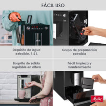 Lade das Bild in den Galerie-Viewer, Melitta Solo E950-777, Cafetera Superautomática con Molinillo, 15 Bares, Café en Grano para Espresso, Limpieza Automática, Personalizable, Sandy Grey
