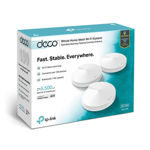 TP-Link Deco M5 Mesh WLAN AC1300 Dualband Heimnetz Komplettlösung (Geschwindigkeit bis zu 1267Mbit/s, Abdeckung bis zu 500m², passt in jeder Art von Zuhause, 2 Gigabit Ports, 3pack) weiß