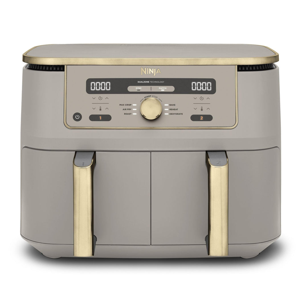 Ninja Dual Zone Digital Air Fryer 6-in-1, Heißluftfritteuse, 9,5L, Stone/Gold DZ400EUSTGD