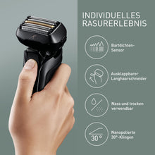 Lade das Bild in den Galerie-Viewer, Panasonic Series 900 Premium Nass- und Trocken Rasierer ES-LV6U für Männer, 5-fach-Scherkopf mit Linearmotor und Bartdichtensensor Technologie, Pop-up Trimmer, matt-schwarz
