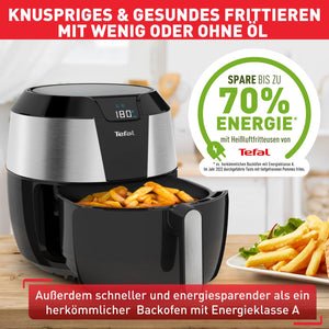 gebraucht wie NEU Tefal EY701D Heißluftfritteuse Easy Fry XXL | Air Fryer | 1850 Watt | 5,6 L für 8 Portionen | 8 automatische Programme | Digitales Display | energiesparend | gesunde Friteuse ohne Öl | Edelstahl