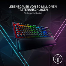 Lade das Bild in den Galerie-Viewer, Razer BlackWidow V3 Pro (Green Switch) - Kabellose Mechanische Gaming Tastatur (Klickende Mechanische Switches, RGB Chroma, Handballenauflage, Bluetooth, USB-C) QWERTZ DE-Layout | Schwarz
