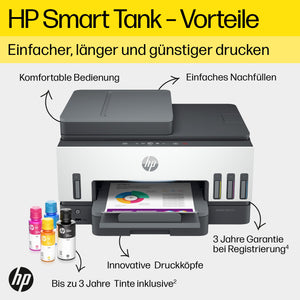 HP Smart Tank 7605 4-in-1 Multifunktionsdrucker (WLAN; Duplex; ADF) – 3 Jahre Tinte inklusive, 3 Jahre Garantie, großer Tintentank, hohe Reichweite, Drucken in hoher Qualität