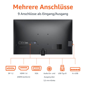 Amazon Basics Monitor 27 Zoll (68.6 cm), FHD 1080p, max. 100 Hz, VESA-kompatibel, integrierte Lautsprecher, Schwarz