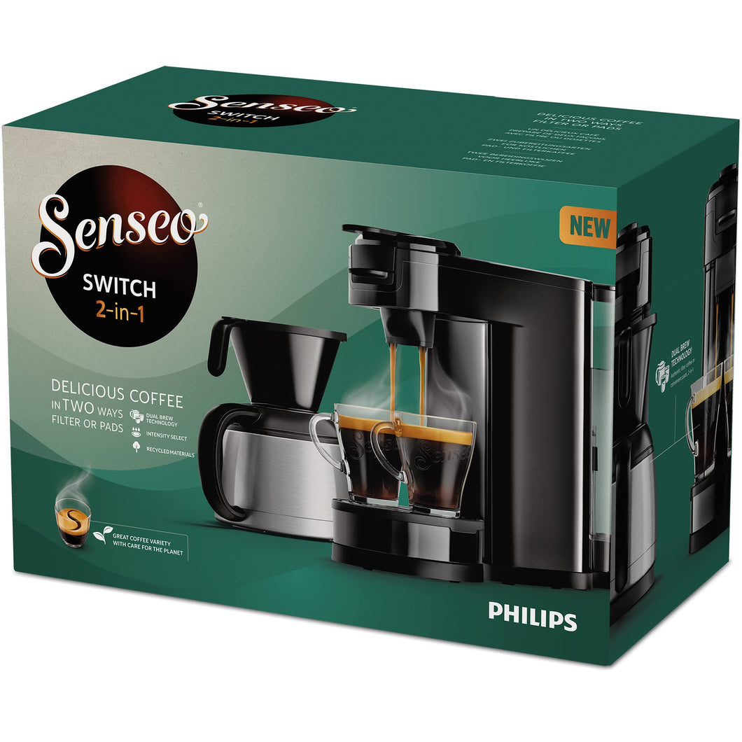 Philips Senseo Switch Pad- und Filterkaffeemaschine, 2-in-1-Brühtechnologie,  (HD6592/64)