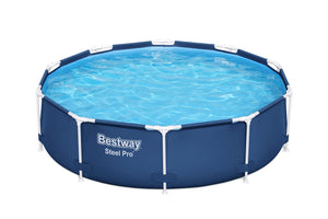 Bestway Steel Pro Frame Pool Set mit Filterpumpe Ø 305 x 76 cm, dunkelblau, rund