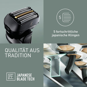 Panasonic Series 900 Premium Nass- und Trocken Rasierer ES-LV6U für Männer, 5-fach-Scherkopf mit Linearmotor und Bartdichtensensor Technologie, Pop-up Trimmer, matt-schwarz
