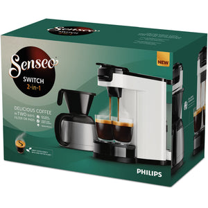 Kaffeemaschine 2 in 1 Senseo Switch Philips HD6592/05, 2 in 1 mit Filter und Pod, isolierte Verse, Crema Plus