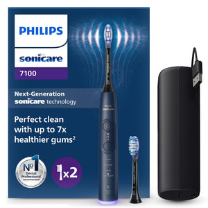 🔥 LAST MINUTE DEAL 🔥 Philips Sonicare 7100 elektrische Zahnbürste, Schallzahnbürste mit App, 4 Putzmodi und 3 Intensitätsstufen, Andruckkontrolle, EasyStart, SmarTimer und BrushPacer, Marineblau, Modell HX7423/01