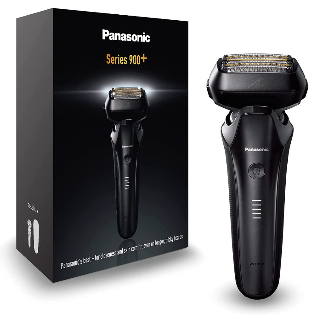 Panasonic ES-LS6A-K803 Nass- und Trockenrasierer mit 6 Klingen für Männer, kabelloser Premium-Rasierer, reaktionsschneller Bartsensor, Klingen aus japanischem Stahl, Multi-Flex-22D-Kopf, Mattschwarz
