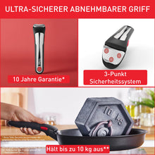 Lade das Bild in den Galerie-Viewer, Tefal Ingenio Preference On 3-teiliges Pfannenset abnehmbarer Griff, 24/28 cm, stapelbar, platzsparend, Topfset Induktion mit Antihaftversiegelung, einfache Handhabung und Reinigung, L97493

