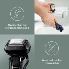 Lade das Bild in den Galerie-Viewer, Panasonic Series 900 Premium Nass- und Trocken Rasierer ES-LV6U für Männer, 5-fach-Scherkopf mit Linearmotor und Bartdichtensensor Technologie, Pop-up Trimmer, matt-schwarz

