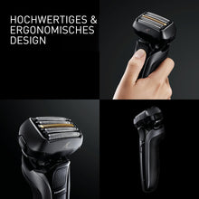 Lade das Bild in den Galerie-Viewer, Panasonic Series 900 Premium Nass- und Trocken Rasierer ES-LV6U für Männer, 5-fach-Scherkopf mit Linearmotor und Bartdichtensensor Technologie, Pop-up Trimmer, matt-schwarz
