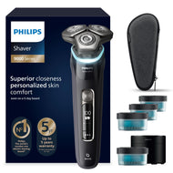 Philips Shaver S9000 S9976/63  Elektrischer Nass-& Trockenrasierer für Männer, Schwarz, Lift & Cut System, SkinIQ Technologie, Barttrimmer, Reinigungsstation, Ladestation & Reiseetui(Modell S9976/63)