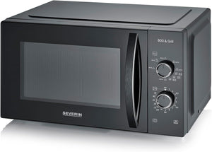 🔥 TAGESDEAL 🔥 SEVERIN MW 7785  2-in-1 Mikrowelle mit Grill 800 W, Grillofen mit 25 L Kapazität und 9 Leistungsstufen, Mikrowelle mit Grillrost und Drehteller, silber, MW 7785
