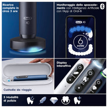 Lade das Bild in den Galerie-Viewer, Oral-B iO 7 Duo Elektrische Zahnbürsten, Schwarz und Weiß, Drucksensor zum Schutz des Zahnfleischs, 2 Griffe, Zubehör, 2 runde Bürsten, 1 Ladegerät, 1 Reiseetui
