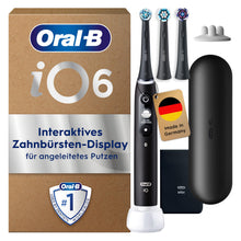 Lade das Bild in den Galerie-Viewer, Oral-B iO Series 6 Plus Edition Elektrische Zahnbürste/Electric Toothbrush, Inkl. 3 Aufsteckbürsten, 5 Putzmodi für Zahnpflege, Reise-Etui, Designed by Braun, Schwarz
