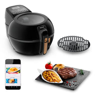 Tefal ActiFry & Grill Genius Heißluftfritteuse, inkl. Grillrost, automatischer Rührarm, 9 aut. Kochprogramme, Kapazität 1,2 kg, gesundes Frittieren ohne Öl, digitales Rezeptbuch, schwarz, FZ7758