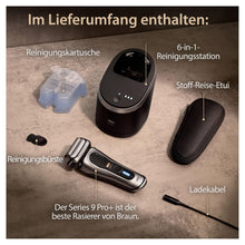 Lade das Bild in den Galerie-Viewer, Braun Series 9 Pro+ Rasierer Herren Elektrisch, Elektrorasierer mit 5 Pro Rasierelementen, Langhaarschneider ProTrimmer &amp; Reinigungsstation, 60 Min Laufzeit, Made in Germany, 9567cc, Silber
