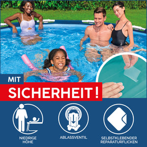 Bestway Steel Pro Frame Pool Set mit Filterpumpe Ø 305 x 76 cm, dunkelblau, rund