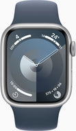 Apple Watch Series 9 4G 41mm Aluminium Silber Sportarmband Sturmblau M/L