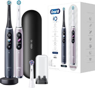 Oral-B iO 9 DUO DOPPELPACK wiederaufladbare elektrische Zahnbürsten, schwarzer und rosa Griff, Bluetooth mit revolutionärer Magnettechnologie, 3 Aufsteckbürsten, 1 Reiseetui