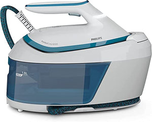 Philips PerfectCare PSG6022/20 Dampfgenerator 6000 Series - 2400 W, 500 g Dampfstoß, 6,5 Bar Druck, OptimalTEMP Technologie, 1,8-Liter-Tank, Weiß/Blau (PSG6022/20)