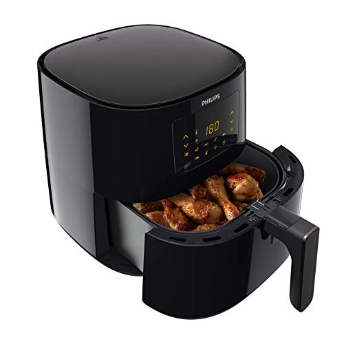 Philips Airfryer XL, Heißluftfritteuse ohne Öl, 6.2 L, 2000 W, Digitales Display mit 7 Programmen, Wifi Connected, NutriU App Rezepte, Schwarz, HD9280/90