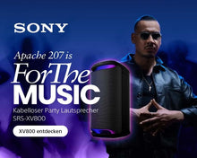 Lade das Bild in den Galerie-Viewer, Sony SRS-XV800 - Bluetooth, Party Box Lautsprecher, Kraftvoller 360° Sound, tragbar, 5 Front-/2 Rücklautsprecher, MEGA Bass, 25h Akkulaufzeit, LED Licht, IPX4 wasserdicht, Schnellladung – Schwarz
